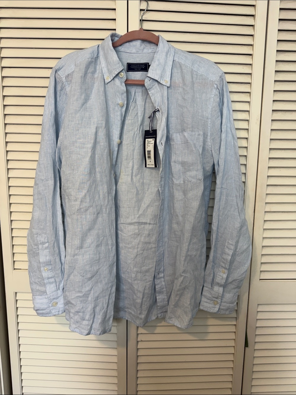 Vineyard Vines 100% Linen Blue Men's Button-Down Linen Shirt